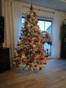 Yorbay 210cm Künstlicher Weihnachtsbaum  Tannenbaum mit Beleuchtung Weiß Schneeflocken LED  für Weihnachten-Dekoration Kunden-Foto 10