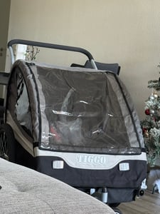 TIGGO® 2in1 Fahrradanhänger 5-Punkt Sicherheitsgurt Jogger Kinderanhänger Joggerfunktion Kinderfahrradanhänger für 1 bis 2 Kinder 360° Drehbar 50402 Kunden-Foto 3