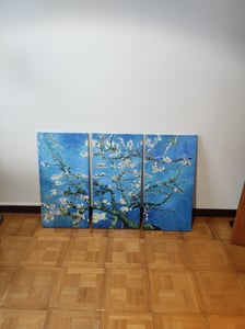 Trittico su tela fiori - blu 120x80 cm Feeby blu quadro da parete pronto per essere appeso Foto del cliente 1