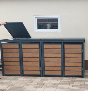 Mülltonnenbox Müllbox Mülltonnenverkleidung 3 Türen Anthrazit Box Soft-Close Kunden-Foto 2