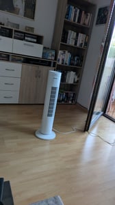 Heinner, stojací ventilátor, 30 W, DC motor, 12 rychlostí, funkce sterilizace, oscilace 90°, bílá barva Fotografie od zákazníka č. 1