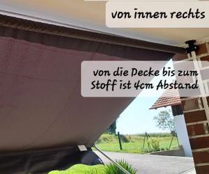 250 x 180 cm Klemmmarkise mit Handkurbe, ohne Bohren, Höhenverstellbare Balkonmarkise, Sonnenschutz Markise für Terrasse Balkon Veranda (Grau) Kunden-Foto 11