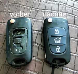 Ersatz 3 Tastenfeld Schlüssel Funk Fernbedienung für KIA Hyundai Klapp Schwarz Kunden-Foto 1