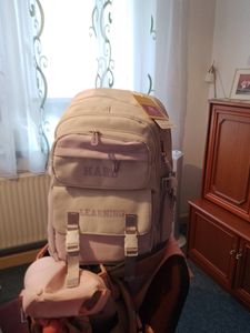 Schulrucksack(Lila-Weiss)Mädchen Teenager Rucksack,Multi-Schultasche,Wasserdicht Schulranzen Groß Backpack für Mädchen Damen School Bag Kunden-Foto 1