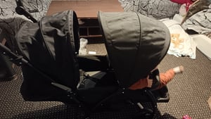 COSTWAY Geschwisterwagen klappbar, Zwillingswagen mit verstellbarer Rückenlehne & Verdeck (Schwarz) Kunden-Foto 2