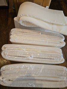 heimtexland ® Bierzeltgarnitur Auflagen Set 3-teilig Tischdecke Bierbank Polster Sitzkissen Tischdeko Typ698 Weiß für Tischmaß 50x220 cm Kunden-Foto 2