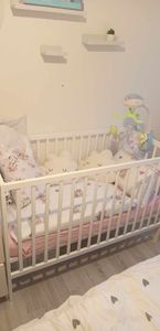 BOBAS Dětská dřevěná postýlka Magda 120 x 60 cm - bílá Fotografie od zákazníka č. 1