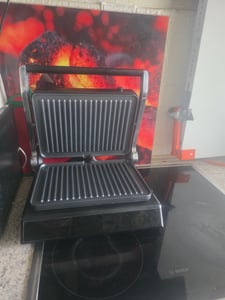 3 in 1 Elektrogrill 2000W, Doppelgrill mit unabhängiger Thermostate, 90-230℃, 4H Timer, Klappbarer Kontaktgrill mit 5 Programme Kunden-Foto 1