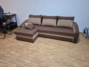 Ecksofa mit Schlaffunktion Orion, Universelle Seite, Schwarz + Grün Kunden-Foto 1
