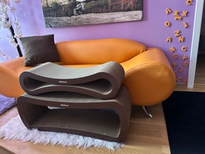 PetRhein Kratzbrett Katze XXL Set 86+75cm - Zwei-in-Eins Kratzpappe Wendbar Beidseitig, Hochverdichtete Wellpappe Groß Kratzmöbel Katzenkratzbrett Kunden-Foto 1