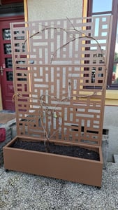 Trennwand ‘Bernalda’ mit Blumenkasten Rollen Stahl 190 x 82 x 38 cm Braun Kunden-Foto 1