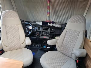 Wohnmobil Sitzbezüge für Aguti GIS-Liner und Milan-Sitze Beige Passgenaue Vordersitzbezüge | Sitzbezug Fahrer & Beifahrersitz Kunden-Foto 1