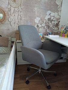 Kantoorkruk HWC-K23, bureaustoel, draaistoel, rugleuning, bekleding van stof/textiel met armleuningen  grijs Klantenfoto 1