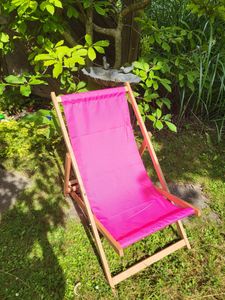 Liegestuhl Strandliege Sonnenliege Gartenliege Holz Geölter Liege Holzstrandliege 120kg Blau Kunden-Foto 2