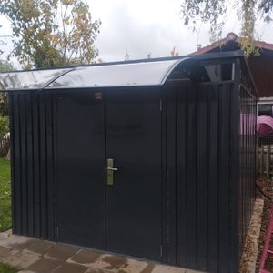 Vordach Haustür für Haustür und Terrasse,Polycarbonat Vordach,hohle PC-Scheibe+PP Ständer,Bogenpavillon für Außentüren oder Fenster 60x100cm(Braun) Kunden-Foto 3