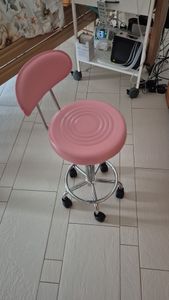 FCH Drehhocker Mit Rückenlehne Rollhocker höhenverstellbar Arbeitshocker Drehstuhl , Weiß Kunden-Foto 3