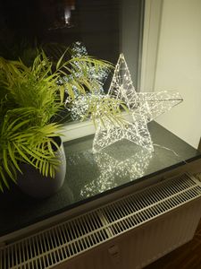 LED Metall Stern silber mit Timer - 80 LED / 38 cm - Outdoor Weihnachtsdeko Fensterdeko Weihnachtsstern beleuchtet für Außen Kunden-Foto 1