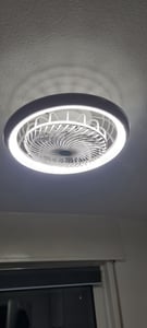 Plafondventilator met verlichting en afstandsbediening, 360° draaibaar, dimbaar (3000K-6500K), 6 dimstanden. LED-plafondlamp met ventilator en app-bediening Klantenfoto 1