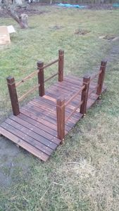COSTWAY Drewniany most Drewniany most z balustradą naturalny drewniany chodnik 150x67x55 Zdjęcie produktu od klienta nr 2