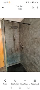 JOHO RVS doucheset zonder kraan, regendouche systeem met douchekop, douchestang, doucheslang en hoekige hoofddouche, 25x25 cm, gunmetal grijs Klantenfoto 1