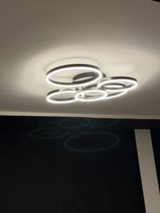 ZMH Deckenlampe LED 46W Deckenleuchte Wohnzimmer Dimmbar mit Fernbedienung Gold 2 Ring aus Acryl Deckenbeleuchtung Modern Design für Schlafzimmer Kunden-Foto 5