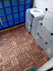 Holzfliesen Set 33 Stück = 3 m ² Akazie Modell 01 Kunden-Foto 2