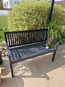 tillvex® panca da giardino in legno marrone chiaro 150 cm / 3 - 4 persone panca da parco solida panca da giardino arredo giardino Foto del cliente 1