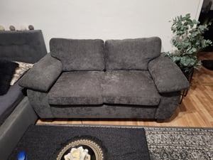 HOMCOM Sofa 2 Sitzer 156 cm Chenille Couch mit breiten gepolsterten Armlehnen Kunden-Foto 1
