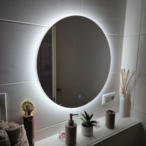 SensaHome – Runder Badezimmerspiegel ohne Rahmen mit LED-Beleuchtung – dimmbar – Wandspiegel – 60 cm Kunden-Foto 1