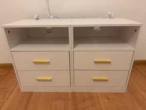 VASAGLE Beistelltisch mit Schubladen, 2er Set, Nachttisch aus Holz, Schlafzimmer, Massivholzbeine, schwarz Kunden-Foto 1