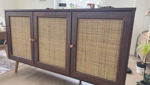 sweeek - Sideboard mit Holzoptik und Rattan-Geflecht B 120 cm - Schwarz Kunden-Foto 4
