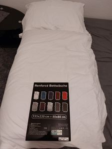 2-tlg Renforcé UNI Bettwäsche 135x200 + 80x80 cm Kopfkissen Garnitur 100% Baumwolle Mit Reißverschluss anthrazit Kunden-Foto 1