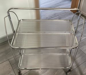 Servierwagen Edelstahl Teewagen Zusammenklappbar Küchenwagen Anrichte Gastro Servierhilfe 2 Borde 4 Räder Kunden-Foto 2