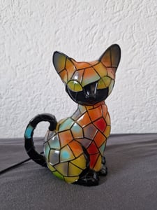 Katzen Lampe, Nachtlicht Siamkatzen mehrfarbig USB, Katzenlampe Mosaik, Nachttischlampe,vintage buntglas lampe,Bedside lamp,Schlafzimmer Deko Geschenk Kunden-Foto 6