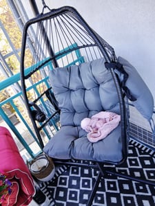 Fauteuil suspendu Ariane avec structure et coussin 160kg - gris foncé Photo du client 2