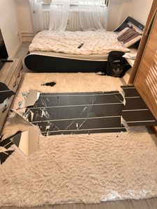 Schwebetürenschrank Kleiderschrank Schrank 203cm Grau/Grau mit zwei Spiegeln MILAN Kunden-Foto 10