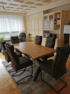 riess-ambiente, Industrial Esstisch WILD 180cm braun Wildeiche-Design Baumkante schwarz X-Gestell Esszimmertisch Tisch Konferenztisch Kunden-Foto 3