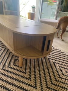 Merax Anhebbarer Couchtisch mit verstecktem Stauraum, Beistelltisch mit 5 Ablageflächen, höhenverstellbare Sofatisch mit MDF & Holzbeine, Holz Kunden-Foto 2
