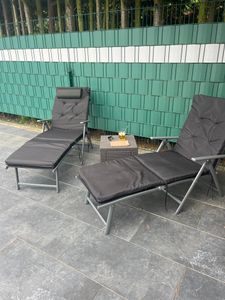SONGMICS 2 St Gartenliege, 6 cm dicker Matratze,Aluminium, atmungsaktiv schwarz Kunden-Foto 4