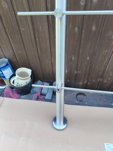 TRMLBE poręcz ze stali nierdzewnej balustrada schodowa z 2 słupkami do schodów balkonowych wewnątrz i na zewnątrz - 120 cm 2 poprzeczki Zdjęcie produktu od klienta nr 6