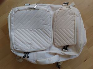 Delgeo Reiserucksack für Damen und Herren, Großer Handgepäck-Rucksack, Erweiterbare Handgepäcktasche, 17-Zoll-Laptop-Rucksack für Reisen, Beige Kunden-Foto 4