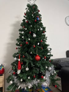 240 cm Tannenbaum Natürlich weihnachtsbaum mit Metall Christbaum Ständer Einfache Montage für Hochzeit, Weihnachten, Schlafzimmer Weihnachts Kunden-Foto 2
