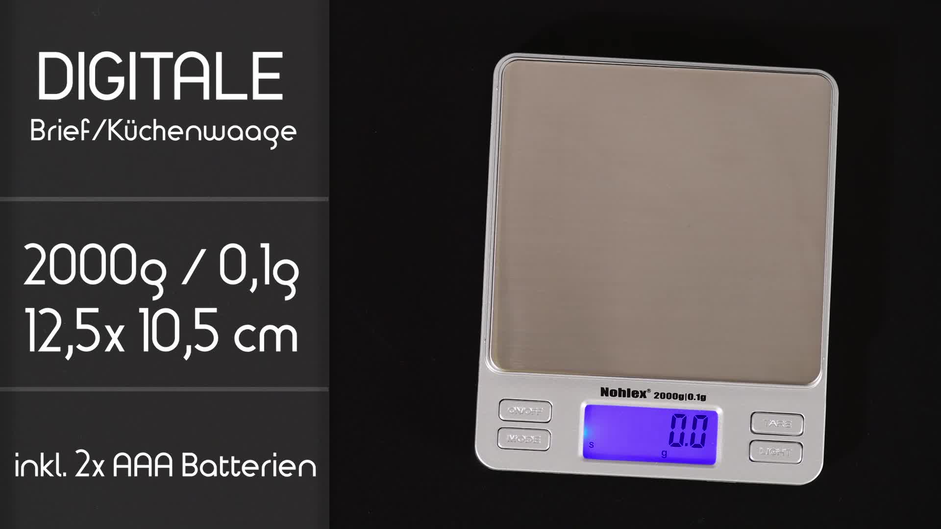 Briefwaage 2000g / 0.1g Präzision, 12,5x10,5x2 cm, Flaches Produktbild-Vorschau 5