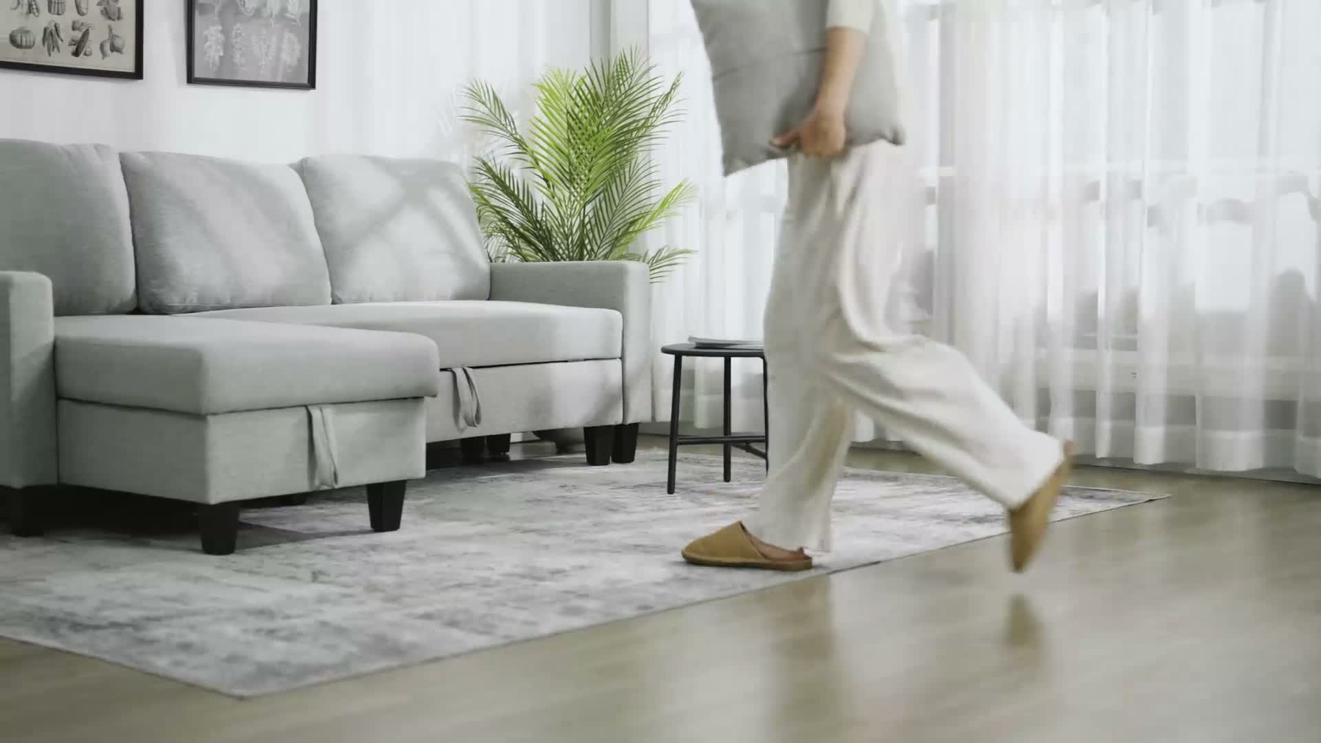 HOMCOM Ecksofa mit Schlaffunktion L-Form 3-Sitzer Sofa und Produktbild-Vorschau 7
