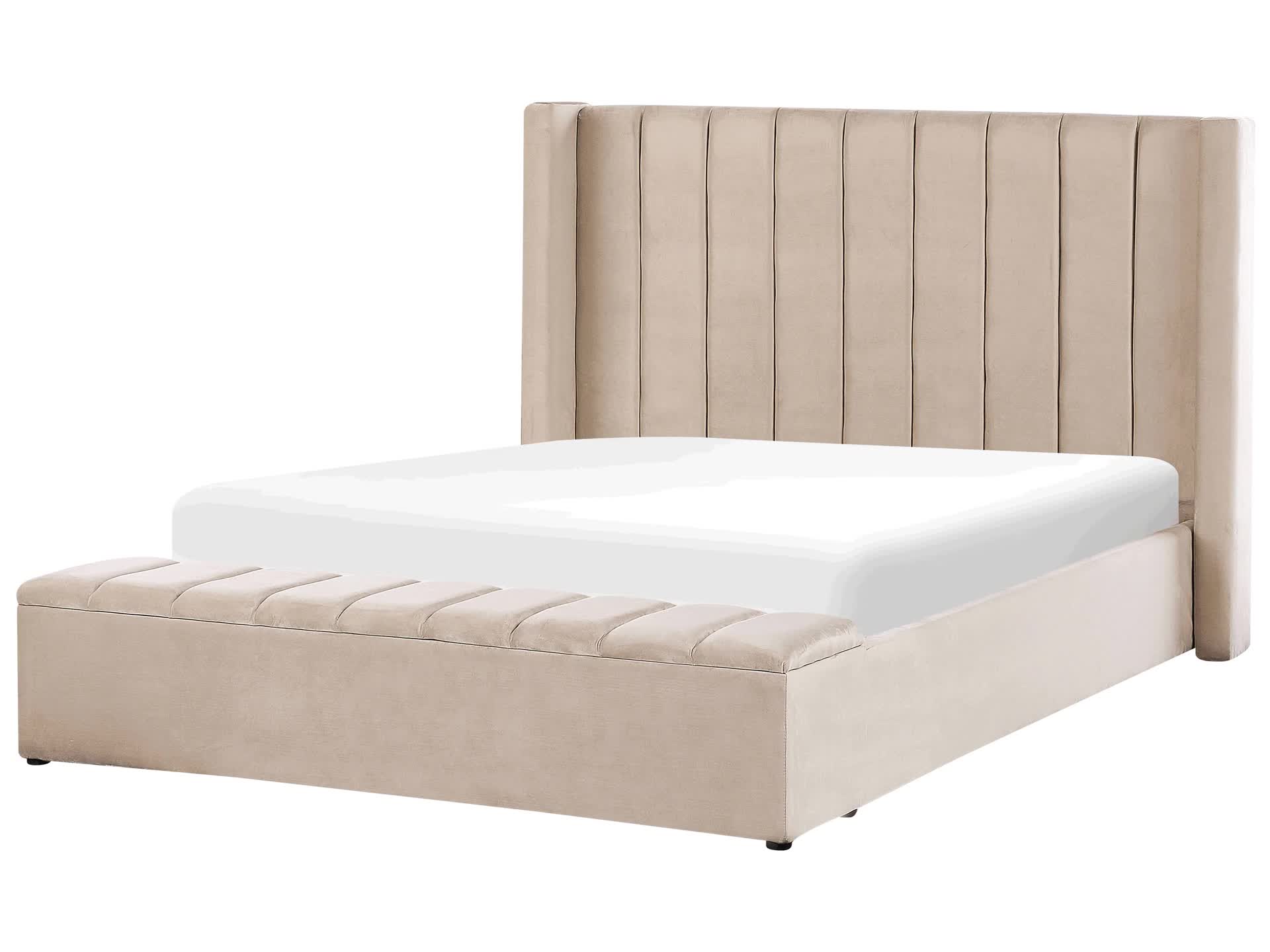 BELIANI Polsterbett Beige 160 x 200 cm aus Samtstoff mit Produktbild-Vorschau 7