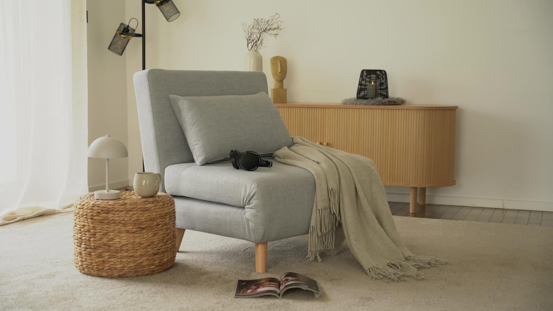 HOME DELUXE Schlafsessel SNOOZE - Grau 79 x 28 x 132 cm | Produktbild-Vorschau 7