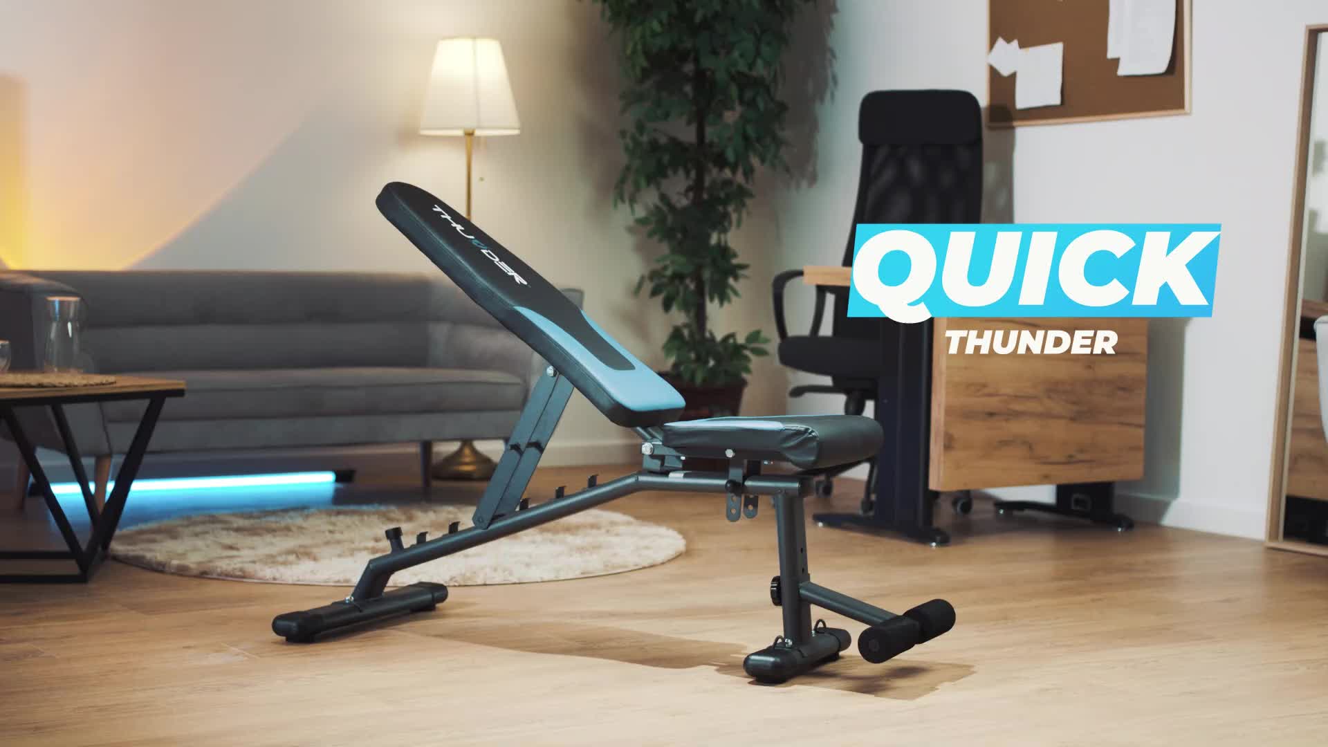 THUNDER® Hantelbank | QUICK | Bis 120kg | Blau | Belastbar Produktbild-Vorschau 7
