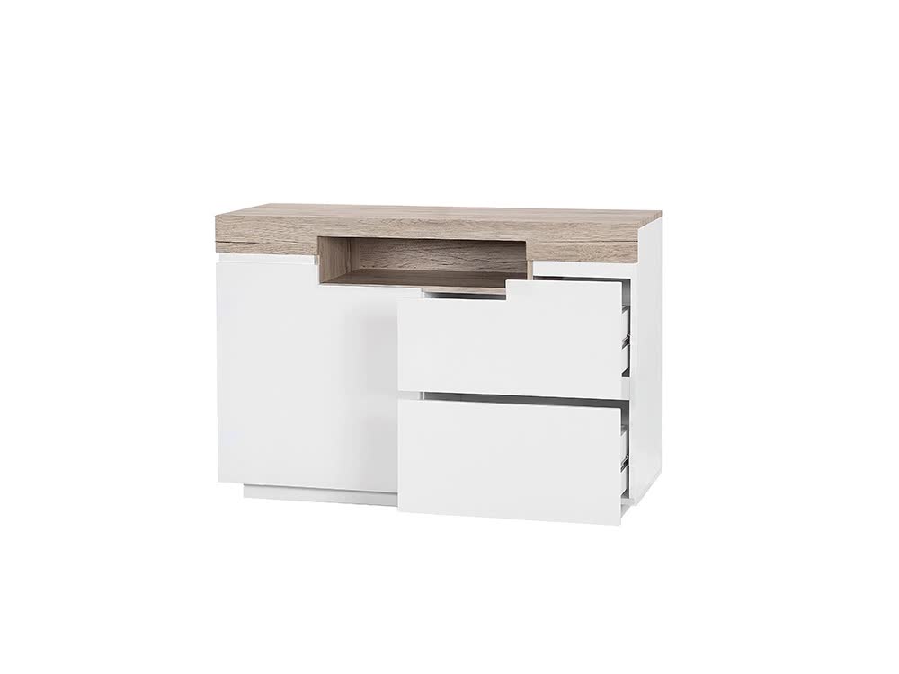 BELIANI Kommode weiß/heller Holzfarbton MDF Platte 76 x 90 Produktbild-Vorschau 7