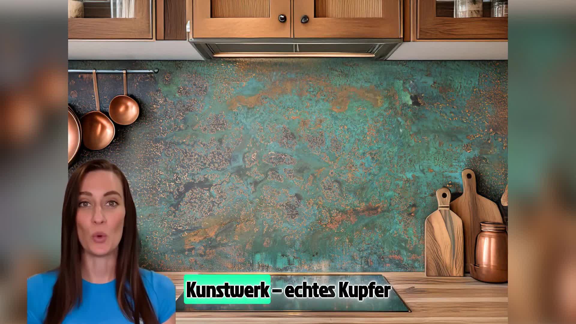 CopperAndCraft Kupfer Wandpaneel Patina Türkis 100x70 cm, Produktbild-Vorschau 7