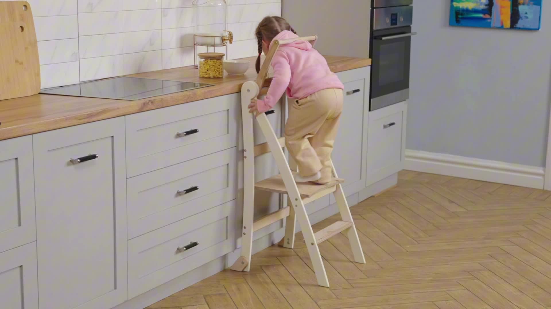 Holz Lernleiter Montessori platzsparend: Klappbare Produktbild-Vorschau 7